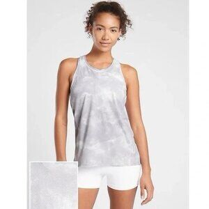 Athleta Ultimate Printed Train Racerback Tank Top Dot Cloud White Gray Sz Small